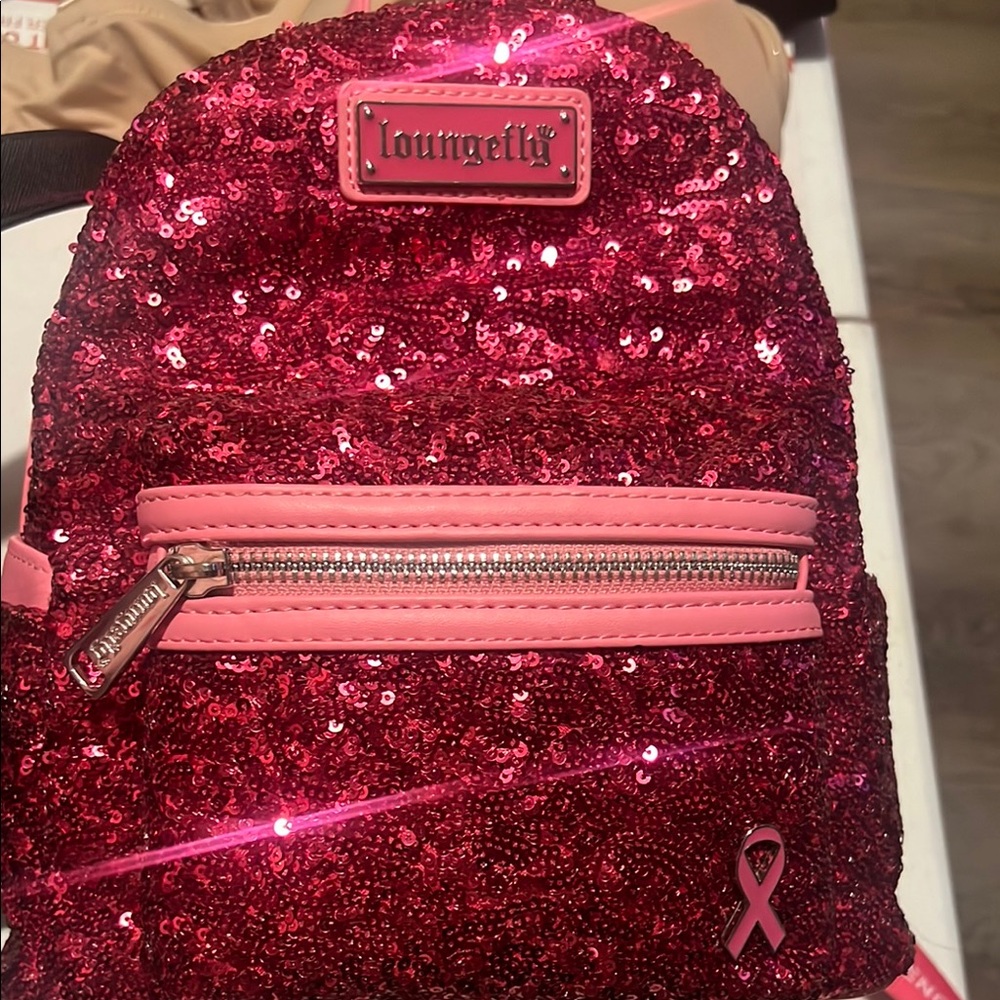 Loungefly Pink Sparkle Backpack with Sequin Finish